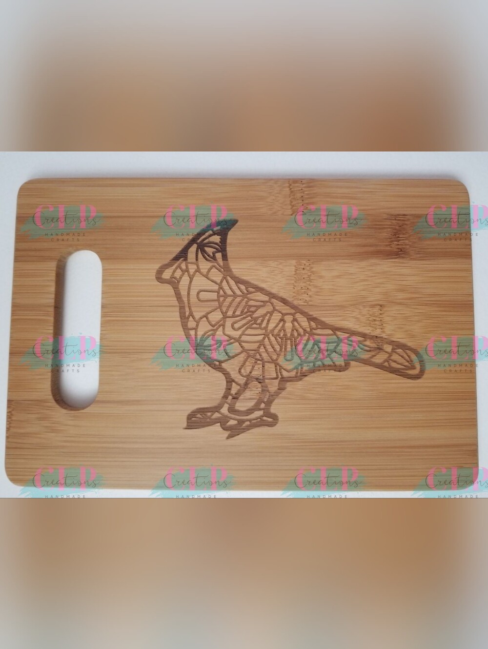 6"x9" Laser Engrave Bamboo Cutting Board/Decor w/ Mosaic Cardinal